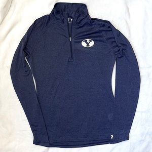 Russell BYU Pullover Sports Workout Jersey 1/4 Zip 1/2 Long Sleeve Runner Jacket